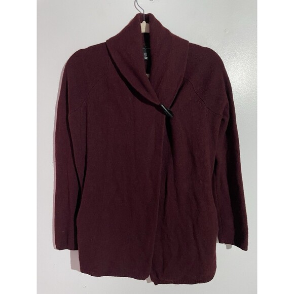 Adrienne Vittadini Cardigan S Yak Hair Wool Burgundy Quite Luxury Minimalist - Picture 1 of 11